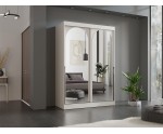 Moderner Schlafzimmerschrank 150 cm, 2-türig, mit Spiegelfronten, Schwebetürenschrank, Kaschmir, MODINO
