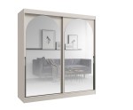 Stilvoller Garderobenschrank 180 cm, 2-türig, mit Spiegelfronten, Schiebetürenschrank, Kaschmir, MODINO
