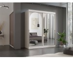 Stilvoller Garderobenschrank 180 cm, 2-türig, mit Spiegelfronten, Schiebetürenschrank, Kaschmir, MODINO