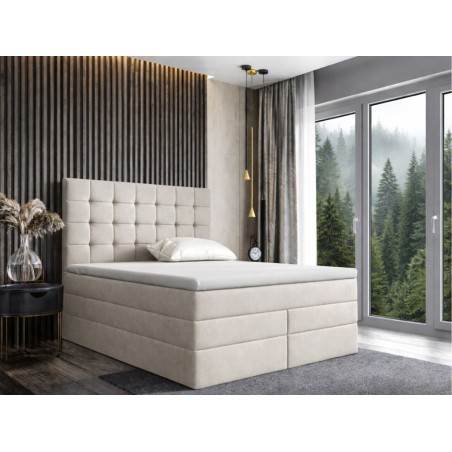 Boxspringbett 140x200 cm, Ehebett mit Bettkasten, Kopfteil gesteppt, MAGNUS 2B DUO