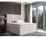 Boxspringbett 140x200 cm, Ehebett mit Bettkasten, Kopfteil gesteppt für Dachschräge, MAGNUS 2B DUO