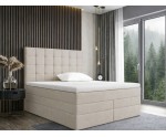 Boxspringbett 140x200 cm, Ehebett mit Bettkasten, Kopfteil gesteppt für Dachschräge, MAGNUS 2B DUO