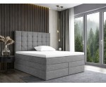 Boxspringbett 140x200 cm, Ehebett mit Bettkasten, Kopfteil gesteppt für Dachschräge, MAGNUS 2B DUO