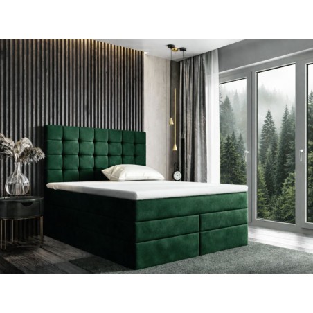 Komfortbett 180x200 cm, Boxspringbett mit Bettkasten, hohes Kopfteil gesteppt, MAGNUS 2B DUO