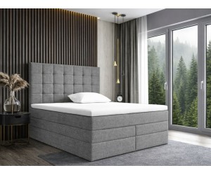 Boxspringbett 200x200 cm mit 2 Matratzen, 2 separate Bettkästen, niedriges Kopfteil auf Wunsch für Dachschräge, MAGNUS 2B DUO