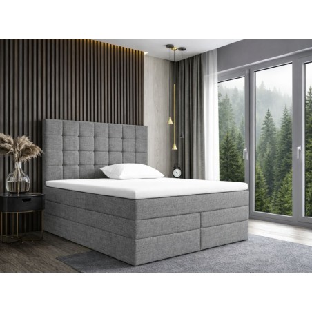 Boxspringbett 200x200 cm mit 2 Matratzen, 2 separate Bettkästen, niedriges Kopfteil auf Wunsch für Dachschräge, MAGNUS 2B DUO
