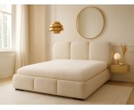Designer Polsterbett 160x200 cm für Schlafzimmer, Ehebett mit Lattenrost, Bettkasten, Bouclé-Stoff, TIMOR