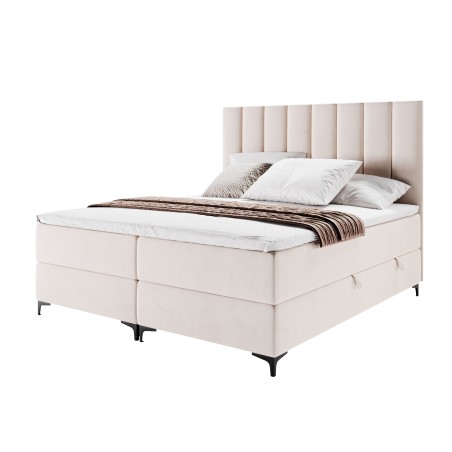 Großes Boxspringbett in Überlänge 180x220 cm für Schlafzimmer, Ehebett mit Bettkasten, Doppelbett BARCELONA 1M