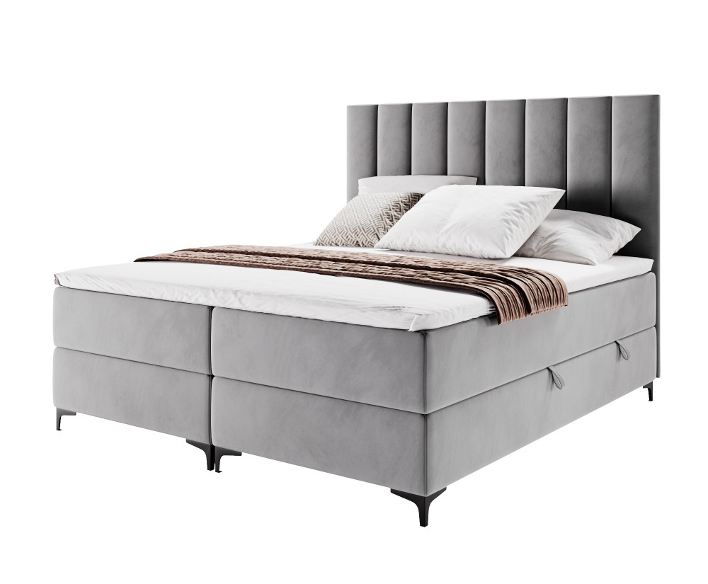 Großes Boxspringbett in Überlänge 180x220 cm für Schlafzimmer, Ehebett mit Bettkasten, Doppelbett BARCELONA 1M