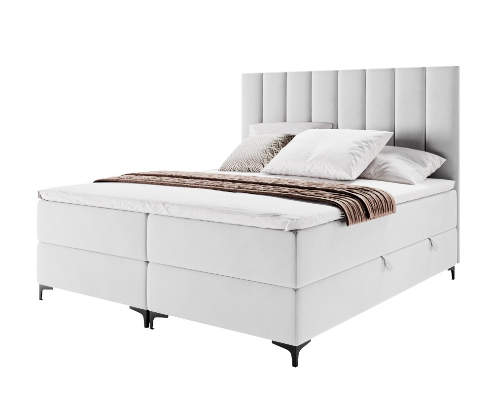 PREMIUM-Boxspringbett in Überlänge 200x220 cm für Schlafzimmer, Komfortgröße, Ehebett mit Bettkasten, BARCELONA 1M