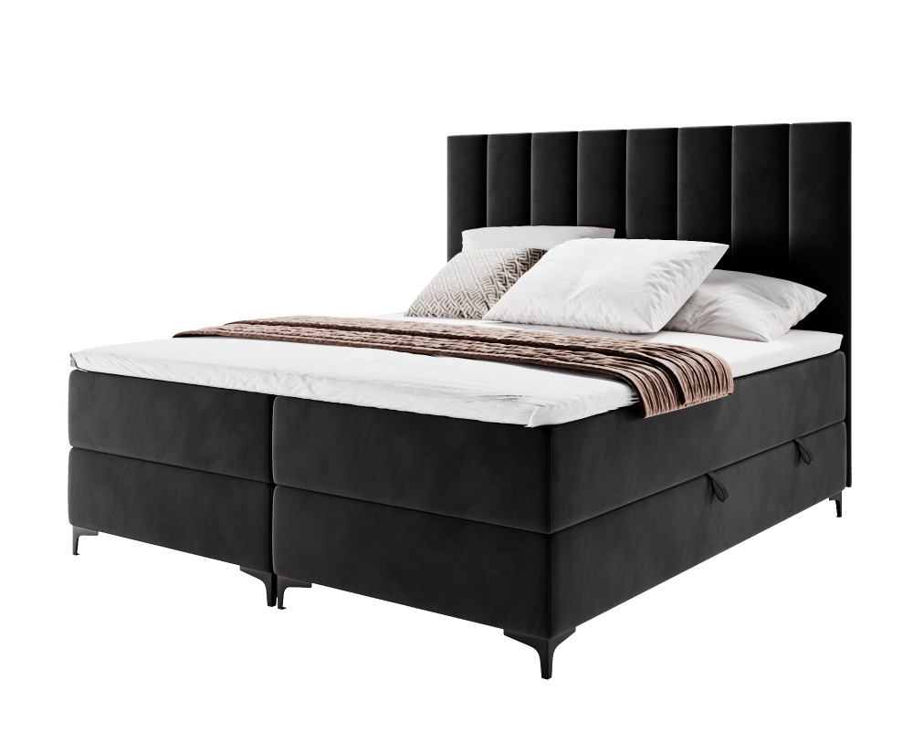 PREMIUM-Boxspringbett in Überlänge 200x220 cm für Schlafzimmer, Komfortgröße, Ehebett mit Bettkasten, BARCELONA 1M