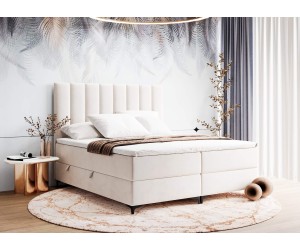 PREMIUM-Boxspringbett in Überlänge 200x220 cm für Schlafzimmer, Komfortgröße, Ehebett mit Bettkasten, BARCELONA 1M