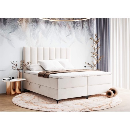 PREMIUM-Boxspringbett in Überlänge 200x220 cm für Schlafzimmer, Komfortgröße, Ehebett mit Bettkasten, BARCELONA 1M