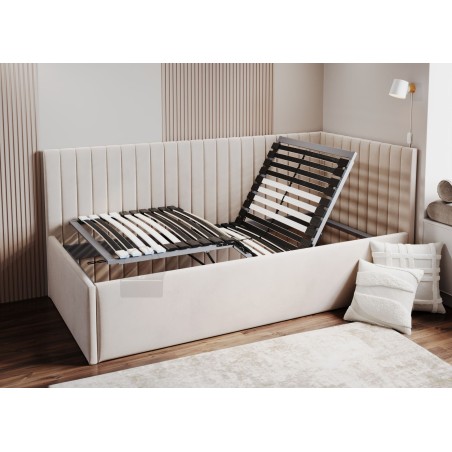 Seniorenbett 90x200 cm universal mit verstellbarem Lattenrost mit Fernbedienung, Polsterbett für Senioren, CARLOS SE