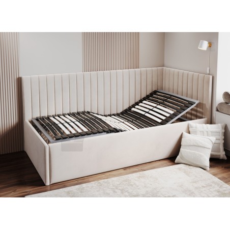Einzelbett 100x200 cm mit verstellbarem Lattenrost für Senioren, Polsterbett mit Verstellfunktion per Fernbedienung, CARLOS SE