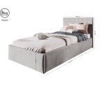 Einzelbett 90x200 cm für Jugendzimmer mit vertikalen Nähten am Kopfteil, Bett für Dachschräge, Matt Velvet, STELLA SM 02