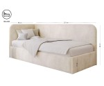 Polsterbett 90x200 cm mit Bettkasten und Lattenrost, im hellen Trendstoff Bouclé, MARIO SM 03
