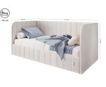 Einzelbett 100x200 cm, Polsterbett mit Seitenteilen, Bettkasten und Lattenrost, MARIO SM 05