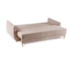 Bequemes Schlafsofa ausziehbar, 3-Sitzer-Sofa mit Schlaffunktion und Bettkasten, Stoff CURIO 11 beige, ANES