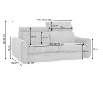 Modernes Schlafsofa mit italienischem Ausziehsystem, Schlaffläche 160x195 cm, verstellbare Kopfstützen, FERRO 75