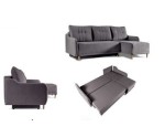 Modernes Ecksofa mit Schlaffunktion und Bettkasten, Stoff CASTEL 20, Ottomane universal, DORIS