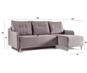 Modernes Ecksofa mit Schlaffunktion und Bettkasten, Stoff CASTEL 20, Ottomane universal, DORIS