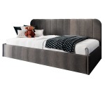 Jugendbett 90x200 cm mit abgerundeter Rückenlehne, Lattenrost und Bettkasten, Bett für Dachschräge, FRANKO SM 02 Jugendbett 90x200 cm mit abgerundeter Rückenlehne, Lattenrost und Bettkasten, Bett für Dachschräge, FRANKO SM 02