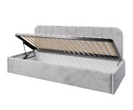 Jugendbett 90x200 cm mit abgerundeter Rückenlehne, Lattenrost und Bettkasten, Bett für Dachschräge, FRANKO SM 02