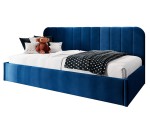 Modernes Bett 120x200 cm mit Lattenrost, niedrige Rückenlehne mit vertikalen Nähten für Dachschräge, FRANKO SM 02 Modernes Bett 120x200 cm mit Lattenrost, niedrige Rückenlehne mit vertikalen Nähten für Dachschräge, FRANKO SM 02