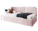 Modernes Bett 120x200 cm mit Lattenrost, niedrige Rückenlehne mit vertikalen Nähten für Dachschräge, FRANKO SM 02