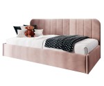 Modernes Bett 120x200 cm mit Lattenrost, niedrige Rückenlehne mit vertikalen Nähten für Dachschräge, FRANKO SM 02