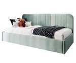 Modernes Bett 120x200 cm mit Lattenrost, niedrige Rückenlehne mit vertikalen Nähten für Dachschräge, FRANKO SM 02