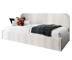 Modernes Bett 120x200 cm mit Lattenrost, niedrige Rückenlehne mit vertikalen Nähten für Dachschräge, FRANKO SM 02