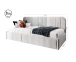Modernes Bett 120x200 cm mit Lattenrost, niedrige Rückenlehne mit vertikalen Nähten für Dachschräge, FRANKO SM 02