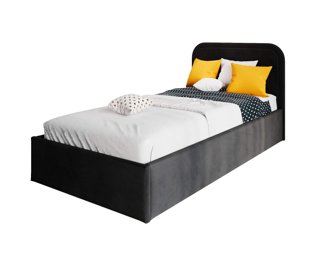 Einzelbett 90x200 cm für Jugendzimmer mit gepolstertem Kopfteil, Farbvarianten, ZUMA SM 02