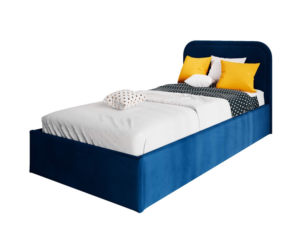 Einzelbett 90x200 cm für Jugendzimmer mit gepolstertem Kopfteil, Farbvarianten, ZUMA SM 02
