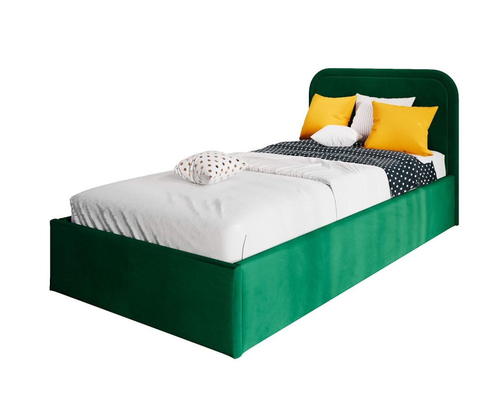 Einzelbett 90x200 cm für Jugendzimmer mit gepolstertem Kopfteil, Farbvarianten, ZUMA SM 02
