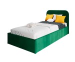 Polsterbett 100x200 cm mit abgerundetem Kopfteil, Lattenrost und Bettkasten, ZUMA SM 02
