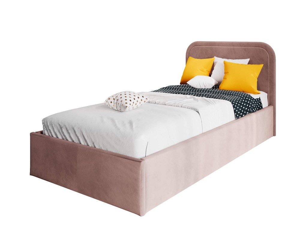 Polsterbett 100x200 cm mit abgerundetem Kopfteil, Lattenrost und Bettkasten, ZUMA SM 02 Polsterbett 100x200 cm mit abgerundetem Kopfteil, Lattenrost und Bettkasten, ZUMA SM 02