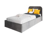 Polsterbett 100x200 cm mit abgerundetem Kopfteil, Lattenrost und Bettkasten, ZUMA SM 02