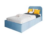 Polsterbett 100x200 cm mit abgerundetem Kopfteil, Lattenrost und Bettkasten, ZUMA SM 02