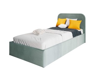 ZUMA SM 02 Polsterbett 100x200 cm mit abgerundetem Kopfteil, Lattenrost und Bettkasten