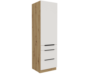 ARKADIA K3 Küchenhochschrank 60 DKS-210 3S 1F, Hochschrank weiß / Artisan