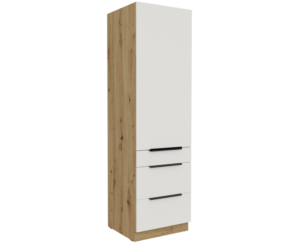 ARKADIA K3 Küchenhochschrank 60 DKS-210 3S 1F, Hochschrank weiß / Artisan