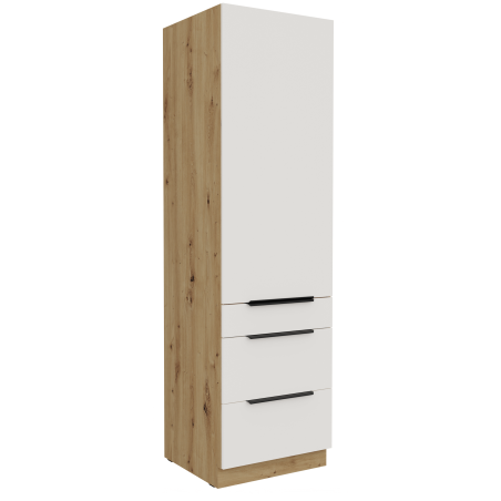 ARKADIA K3 Küchenhochschrank 60 DKS-210 3S 1F, Hochschrank weiß / Artisan
