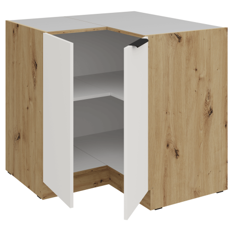 ARKADIA K3 Kücheneckschrank 90x90 DN 2F BB, Unterschrank weiß / Artisan