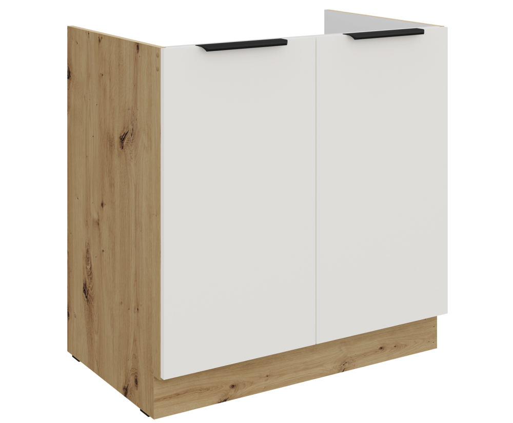 ARKADIA K3 Spülenunterschrank 80 ZL 2F BB, Unterschrank weiß / Artisan