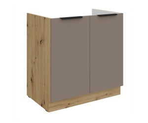 ARKADIA K2 Spülenunterschrank 80 ZL 2F BB, Unterschrank Sandgrau / Eiche Artisan