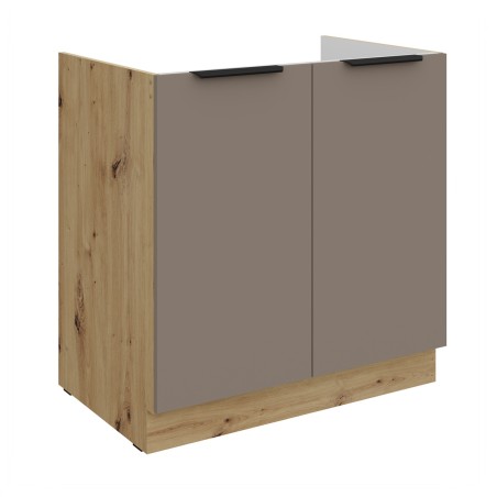 ARKADIA K2 Spülenunterschrank 80 ZL 2F BB, Unterschrank Sandgrau / Eiche Artisan