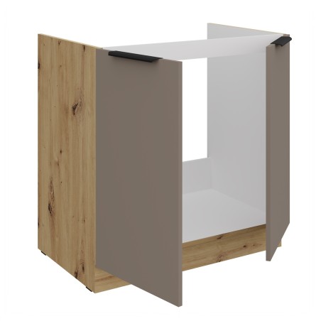ARKADIA K2 Spülenunterschrank 80 ZL 2F BB, Unterschrank Sandgrau / Eiche Artisan